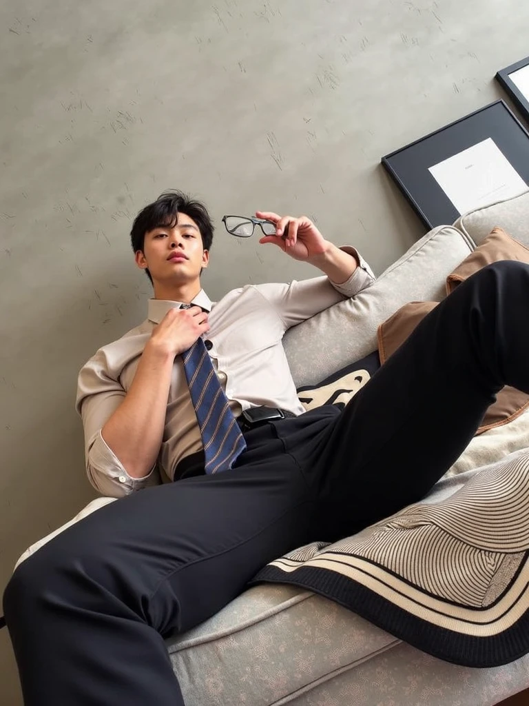 young man, 24 years old, Good looking, Looks like a Korean actor, หน้าตาเหมือน K pop idol, ใบหน้าhandsome, white skin, small mouth, Slender face, detailed face, very short hair, well care hair, teeth not shown, handsome, Confident eyes, fit, Broad shoulders, have abdominal muscles, , , Stand with your ., Open your legs in an A shape.,  , Office room full of desks as a background, bright, outdoor, likes to show off his , clearly shows the , There was one decent sized ., Don't feel embarrassed., Was  for taking photos, Slut, Shameless, , pose like , expression of /, natural light, both eyes are the same, muscular, perfect eyes,  showed,  , Global illumination, tall, full body, tiny waist, soft light, dream light, digital painting, extremely detailed CGI, hd, 8k, 4k background,