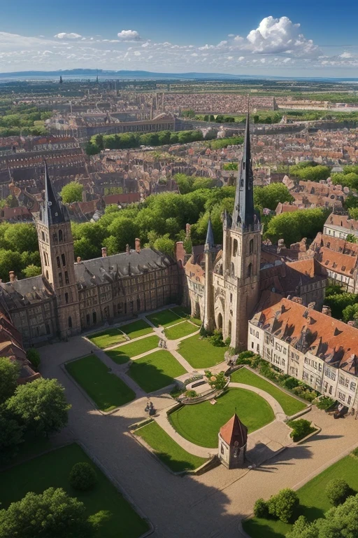 Medieval fantasy town, Big city, beautiful city with gardens, , palaces and beautiful buildings, Magnificent fantasy city