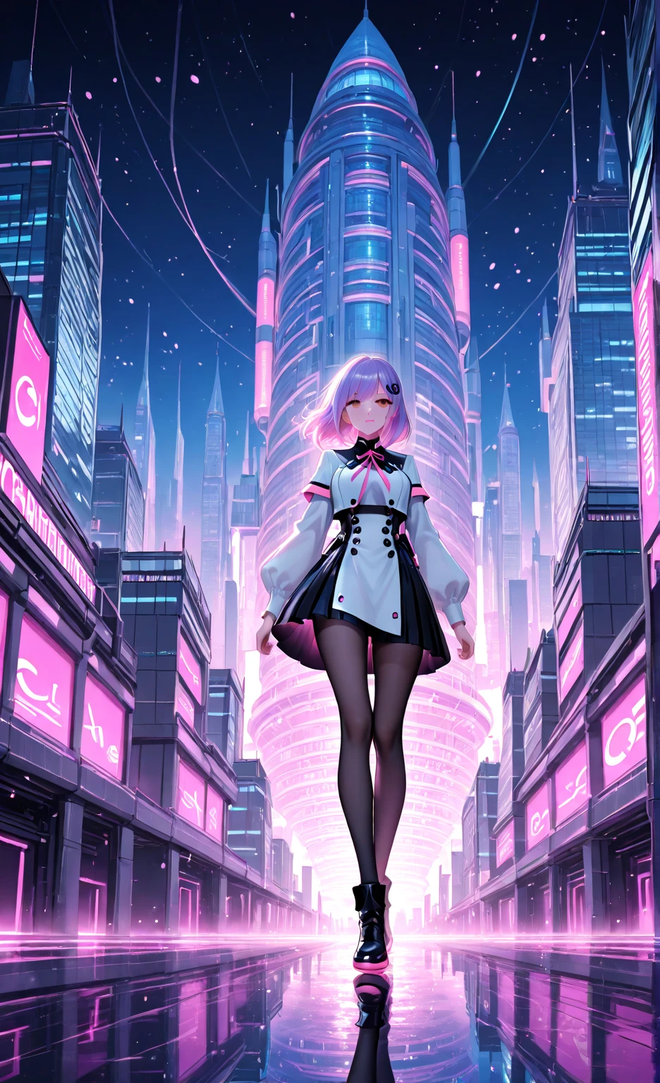 he: Cyberpunk Future Core: Blue neon light, Purple and black style background: Futuristic night cityscape with skyscrapers and neon lights.
text: "Sidi Bou" Written in modern futuristic font in blue or purple neon tones.
Additional Elements: Including futuristic elements such as holograms, Light, Distortion effects or digital circuits,Make your banner look high-tech.