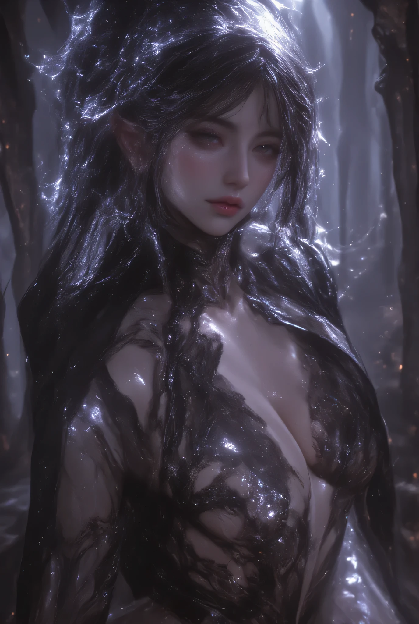 Evolution is the increase of complexity of complex systems., Holy Sexy Elf, Big Breasts, Age 17, Dark Haired, Sexy Pose, Fearless Smile