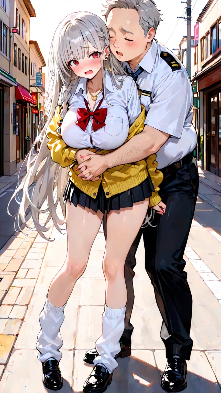 One girl, 18-year-old, Mix 4, (32k, RAW Photos, Highest quality, masterpiece:1.2), (Anime-like, photoAnime-like:1.37), cute, night, rain, Humidity, Professional Lighting, Photon Mapping, Radio City, Physically Based Rendering, Super Resolution, (Bouncing ???????????:1.2), {{A biological weapon escapes from a laboratory and preys on girls in the city, taking on a human form. In her girl form, she engages in intense ??????????? with a security guard who chases her, Cowgirl ???, bouncing her ???????.}}, ((Having intense ??????????? with a man:1.5)),Cowgirl ???, ????