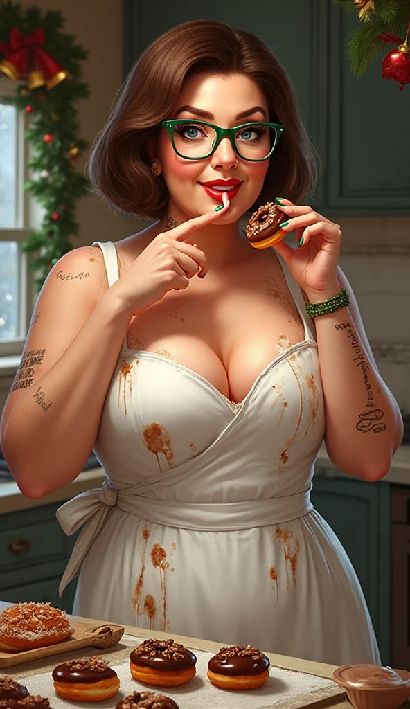 Scarlett Johansson, masterpiece quality, (masterpiece quality:1.3), detailed, realistic, (realistic:1.3), 1girl, solo, (solo:1.9), alone, in a cake shop, lots of cake in background, cake on shelves in background, long raid, red hair, wearing choker collar, ??????????, (??????????:1.5), chubby body, chubby belly, (chubby belly:1.2), ???????????, (???????????:1.2), eating cake, (eating cake:1.5),