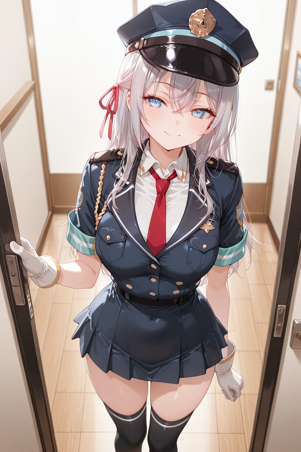 small breasts、、、Hoshinoruri、silver hair、twin tails、uniform