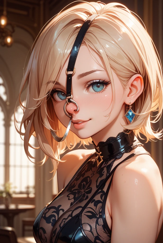 (1girl:1.3), Masterpiece, Best quality, amazing beauty, [[3D]], 4K, absurdres, finely detail, super detailed eye, perfect , official art, cinematic lighting, BREAK, bathroom, silky pixie cut, blunt bangs, ahoge, blonde, super shiny detailed black eye, big eyes, tareme, sparkle(in the eyes), thin eyebrow, looking away, open-mouth, plump lips, Mascara, False eyelashes, pink lips, eyewear, Excited, BREAK , big breasts, tall, slender, pale skin, Straddling a chair , BREAK , ( shoulders:1.2), (Cleavage is visible:1.2), BREAK,(kimono:1.3)