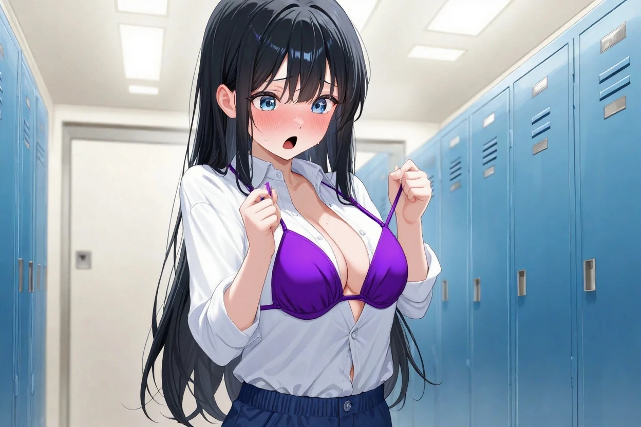 [1girl, aragaki ayase, ore no imouto ga konna ni kawaii wake ga nai], (throw_hand, pink  remote switch in throw_hand, throw:1.2), Highest quality, Super detailed, masterpiece, Ultra-high resolution, 8K, Ridiculous, Cowboy Shooting, Blurred, One girl, Focus on the girl, Embarrassing, blush, Lovely, Close one eye, With tears in her eyes and her mouth open, What saliva leaves behind, Wet skirt hem, (Sticky panties:1.1), Bulging of the  cord,  with Garters, (cleavage), Classroom Background, The skirt is accidentally exposed,(large ), (crop top navel), (waist line), Accidentally exposed panties