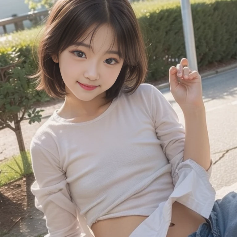 ollarbone,pink t-shirt,off-shoulder look,bare shoulder,Denim mini skirt,open mouth,tongue out,cum on tongue,Black sofa,Kneeling,looking ahead,from above,flont view,face focus,open mouth,tongue out,(1girl,Beautiful 16 year old girl),((Slender,Small breasts,Small face,)),looking at viewer,Black Hair,bangs,Straight Long,Beautiful and detailed,embarrassed,Dimly lit room,Simple Background,Black background,Low lighting
