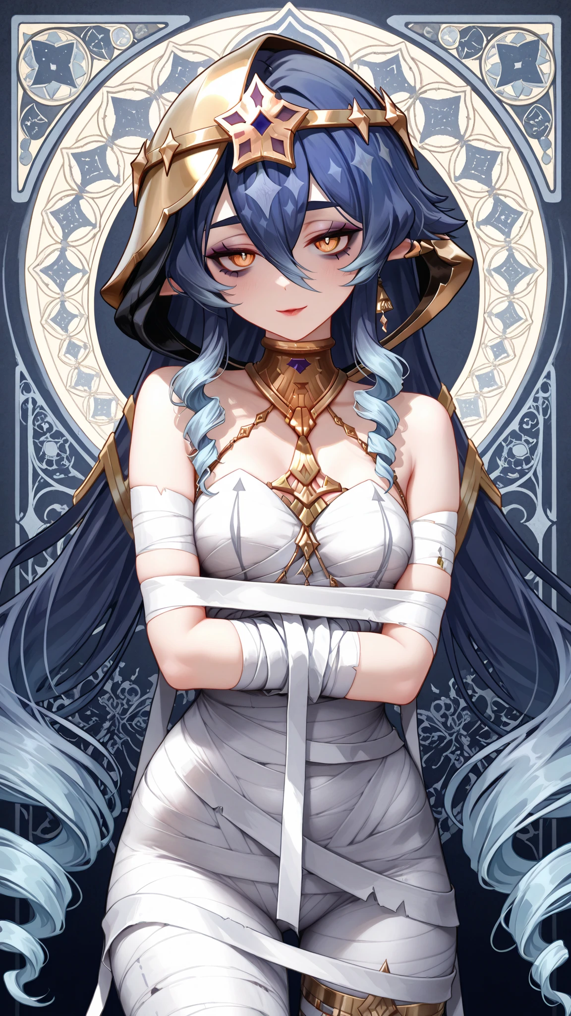 ((work of art)), ((best qualityer)), 1 girl (albedo_sovereign), (albedo from sovereign), Depth of field, cake:1.2, Waist slender, perfectbody,  dynamic:1.2, realistic light, NVIDIA ray tracing, (((cinematic))), intricate, (cinematic shot), (ambient occlusion), particles, volumetric light, Ablaze, hight contrast, absolutely attractive, breathtaking, ((ultra detailed intricate cinematic background:1.2)), ((excited look:1.2, eye contact)), ((sitting on the floor in the Sanctuary:1.2)), (Stained glass windows behind her:1.2), Face ultra detailed, skin fair, ((beautiful  face)), eyes slightly closed, (whitehorns), (large black wings on the back of the waist:1.2), (black hair long), ((yellow  eyes)), (perfect hands, beautiful hands), (white  clothes)