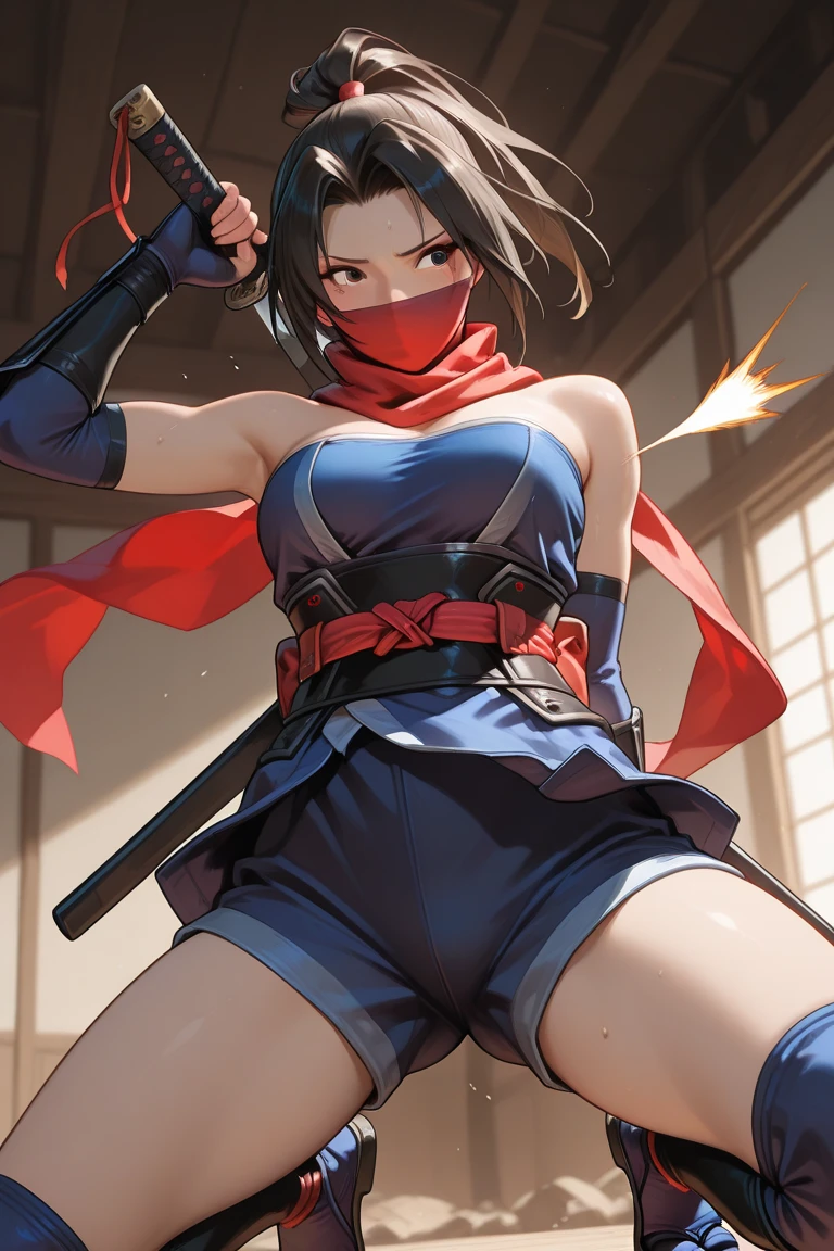 Female ninja with fishnet stockings 