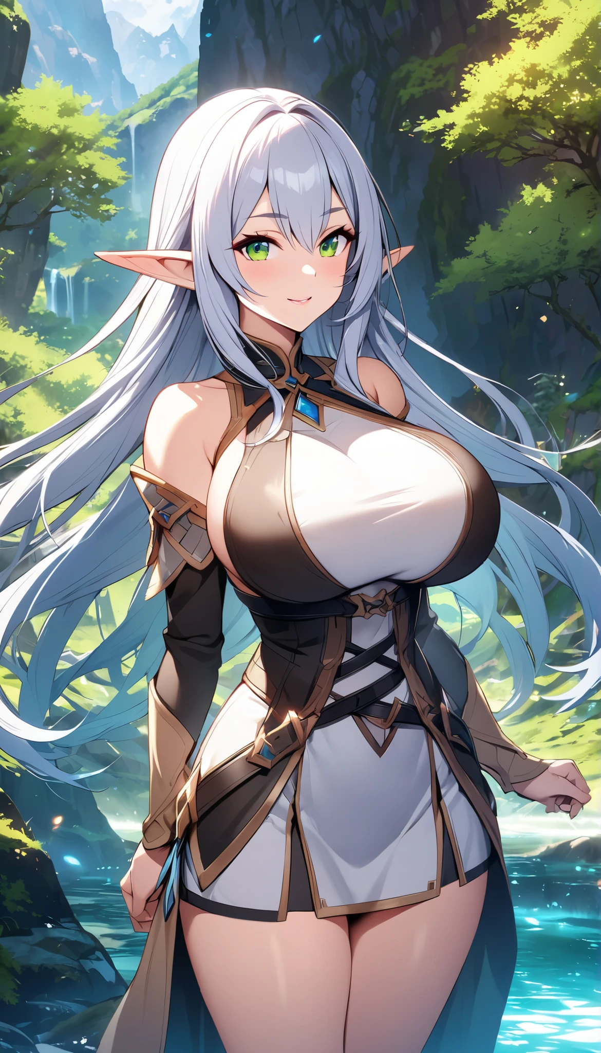 Elf,Schwester,big boobs, lange Haare,fantastic background