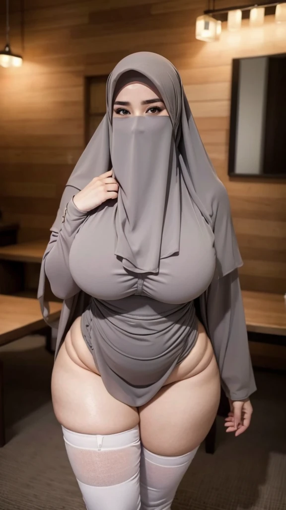 (iu:0.8), RAW, Best quality, high resolution, Masterpiece: 1.3, Beautiful  hijabi bbw chubby malay women ,big eyes, perfect nose, perfect bbw body, ,  big , Masterpiece, smile teeth. Full body 