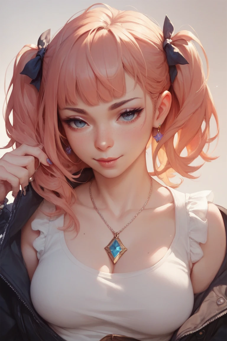 masterpiece, best quality, highly detailed, high resolution, expensive resolution, high resolution, 4K, 8k, uniform 8k wallpaper, highly detailed CG, masterpiece, 2D, 3D, beautiful details, depth, fine texture, best quality: 1.3, perfectly focused, crispy. skin, him, cute anime 20s girl, her name is Mei, idol, expensive brown short twin tails, mole under eye, looking at the viewer, cowboy shorts, expensive, blush, mole, plump lips, heart, pink eyes, heart shaped choker