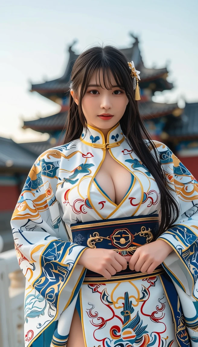 ancient chinese costumeを着て, ((Beautiful fantasy queen)), ancient Chinese Princess, Chinese style, chinese traditional costume, ancient chinese costume, Beautiful fantasy queen, Chinese Princess, Traditional Beauty,smile,, (8K, Raw photo, Highest quality, masterpiece:1.2),(Realistic, photo-Realistic:1.37),whole body、Highest quality, Photorealistic, finely, High resolution, 8Kの壁紙, Perfect dynamic composition, Detailed and beautiful eyes, Medium Hair, Big and ample ???????, ????なポーズ,、smile、30 years old、(Droopy Eyes 1.4)、beauty、smile、whole bodyの姿、Hair tied up、Smile、????ポーズ、smile、race、whole body、Touching the ????? with hands、????、Naughty