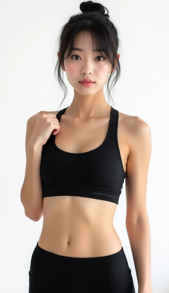 Girl walking down the runway at a fashion show, Belly button, Sensational fashion, (High resolution:1.3), (16K, Realistic, RAW Photos, Best image quality: 1.4), Japanese, (One Girl), Beautiful Face, (A vivid face), (Black-haired、short hair:1.3), Beautiful Hairstyles, Realistic eyes, Beautiful and detailed, (Realistic Skin), Beautiful skins, charm, 超High resolution, Surreal, High detail, Golden Ratio, Highly detailed cute girl,(18-year-old)