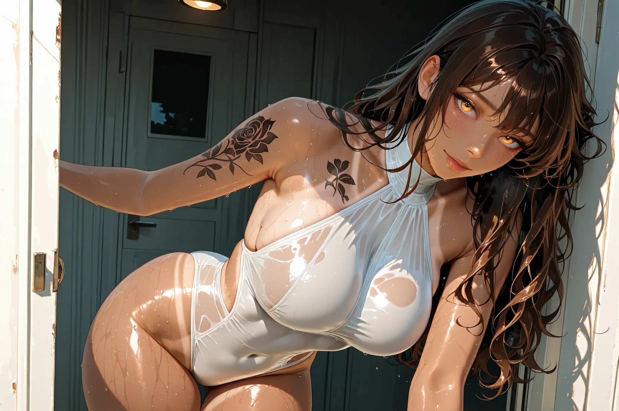 sfw (Ultra quality, incomparable masterpiece, ethereal: 1.4) (gigantic breasts: 1.6) (tight breasts: 1.3) (bimbo 1.5) (Disproportionate tits: 1.5) 

'

RAW, Nikon Z 85 mm, (best quality)) ((masterpiece)), intricate details, very detailed, sharp focus, professional, photorealistic, post-processing, post-processing, maximum detail, roughness, real life, ultra-realistic, photorealism, photography, SILHOUETTE, (realistic, photorealistic: 1.37), amazing, finely detailed, masterpiece, best quality, official art, extremely detailed CG Unity 8k wallpaper, perfect art, shiny hair, bright eyes, under skin  bright, realistic, realistic, realistic, realistic, realistic, realistic, realistic under bright skin, realistic, realistic, realistic, realistic under bright skin, realistic, realistic, realistic, realistic under bright skin, realistic, realistic, realistic breasts, perfect female figure, mature woman, cougar, narrow waist, looking at viewer, lace,  posture, sexy pose,  pose,  pose, of the best quality,   masterpiece, absurd, incredibly absurd, masterpiece, illustration, extremely delicate and beautiful, extremely detailed, amazing, finely detailed, masterpiece, best quality, official art, absurd, incredibly absurd, large file size, ultra detailed, high resolution, extremely detailed girl, extremely detailed, beautiful and detailed, extremely detailed eyes and face, beautiful eyes and face, beautiful detailed eyes, light on face, cinematic lighting,  , looking at the viewer, white pajamas,  matemasterpiece, (photorealistic: 1.4), best quality, beautiful lighting, highly detailed,, woman with huge breasts and a very tight  with high reflections in a futuristic setting, beautiful cyborg angel girl, art in the style of guweiz, guweiz in artstation pixiv, guweiz in pixiv artstation, guweiz, guweiz masterpiece, ross tran