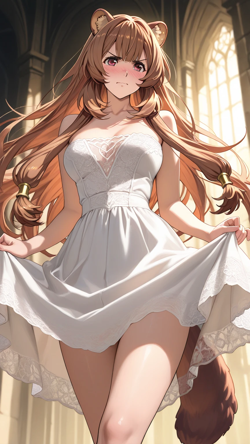 Best quality,better resolution,(fluffy anthro fluffy :1.6),(young :1.6),Dog girl,,golden dog ears,golden dog tail,golden fur on the body,dark brown long hair,Wavy hair,voluminous hair,Blue eyes,Brilliant eyes,Brilliant eyes,small bell collar,Floral decorations для волос,white dress with floral embroidery,lotteries,without sleeves, shoulder,flowers surrounded,Floral decorations,Tape ,luxury flower shop,Looking at the viewer,blush all over the face,Shy face,excited smile,naughty pose,Panoramic view,back view,Without backrest,white ,gorgeous white dress with gold floral embroidery, juicy ass, sexy pose, arches his back, Nice ass, no , distinguishes legs, , , shows , juicy ass, ,  forms, close-up,  asses, female  organs,  раздвигает руками, opens  with hands, happy face, lifts up her dress, , close-up, 