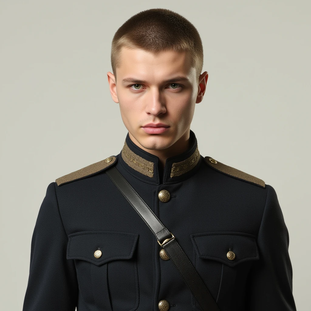 Please create an original military general army uniform stylized as an world war II uniform in beige color