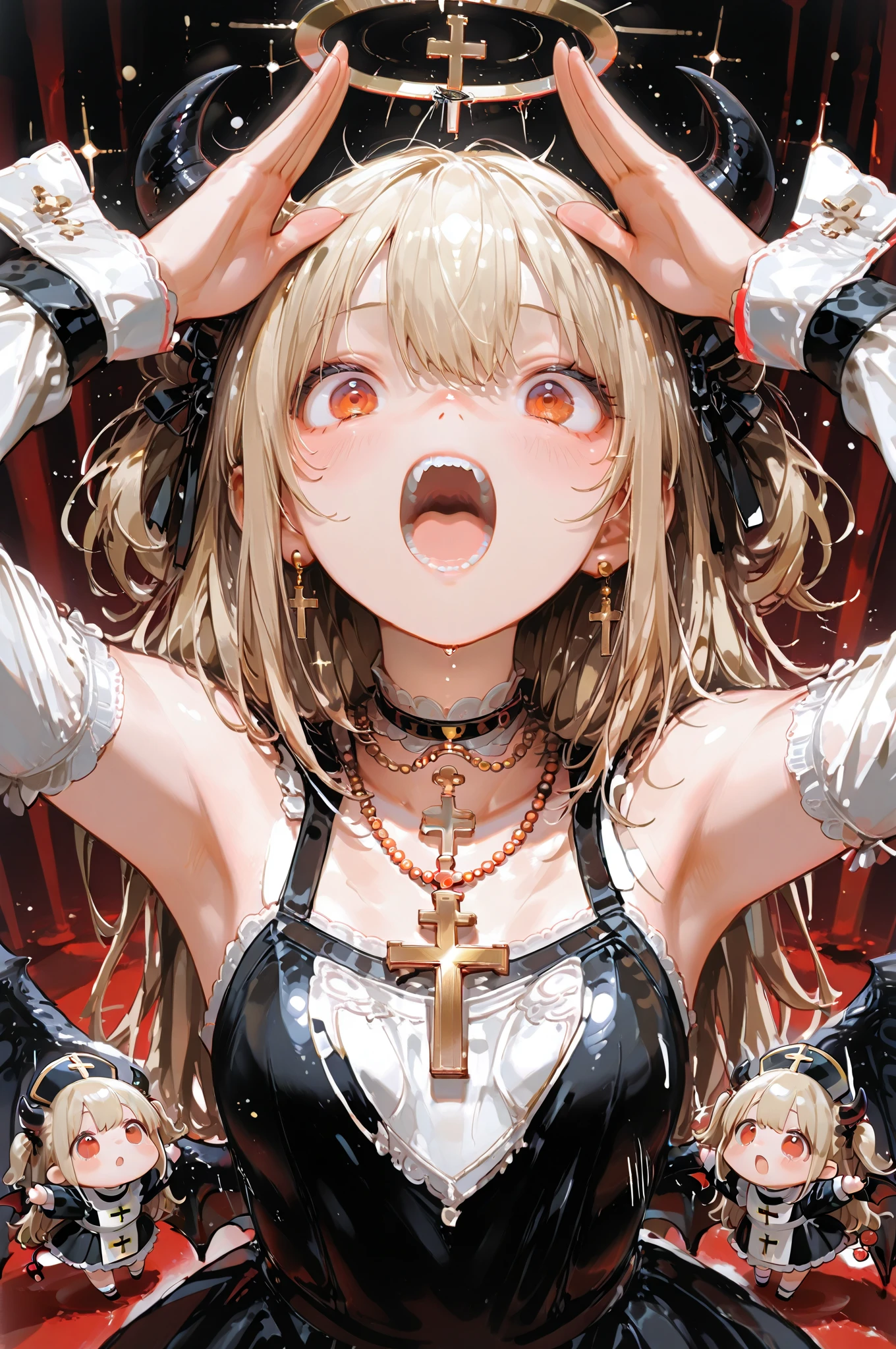 (obra maestra, mejor calidad), 1chica, corrin, deslumbrante, night, face, open mouth, uvula, mouth, tongue, tongue out , White skin, 