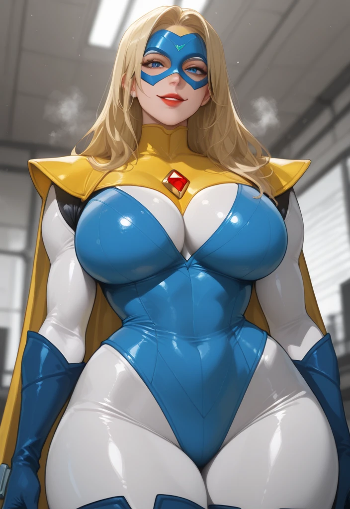 a cartoon of a woman with a yellow outfit and a red hair, bodybuilder superhero , full body zenkai! asuka suit, a human-like juicy peach, superhero body, inspired by Rob Liefeld, buizel and human fusion, female goku, asuka suit under clothes!, thicc, orange body, sfw version, saiyan girl