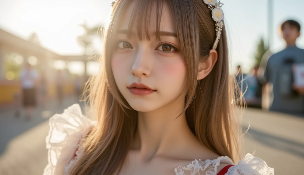 , 8k, High-level, absurd, masterpiece, best quality, primitive, very detailed CG, very detailed wallpaper, perfect lighting, Extremely detailed (((The personifying " Jiangshi " as a Little Girl))), MysticSight, Tyndall effect, Tyndall scattering, Studio gray background with (many Dazzling RainbowColor particles BokeH:1.28), (RoundlyButts, ThighGap), (:0.4), ( with looking ahead), BREAK (NOGIZAKA face variations) Extremely Detailed very KAWAII face variations, perfect , Childish, captivating gaze, elaborate detailed Eyes with (sparkling highlights:1.28), long eyelashes、Glossy RED Lips with beautiful details, Coquettish tongue, Rosy cheeks, Radiant PearlSkin with clear transparency . { (Dynamic LifeLike expressions:1.4) | :d) }, (large eyes:-1) .