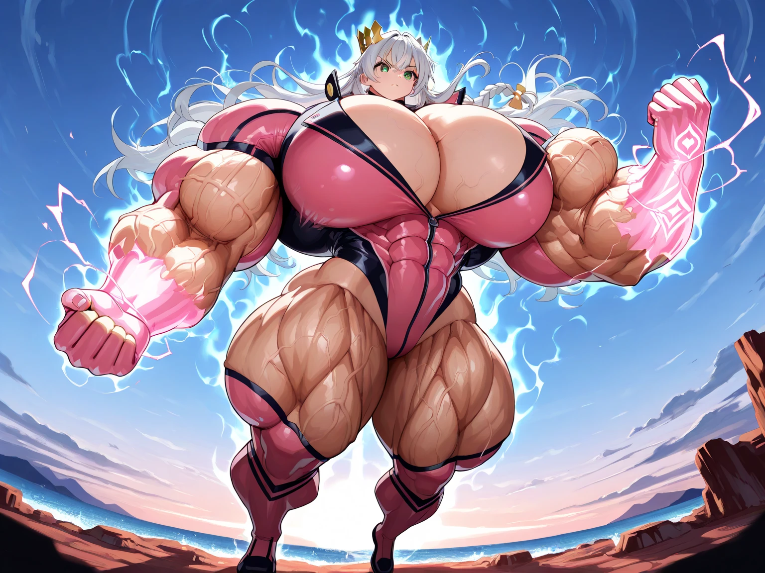 (front view, seen from front, 1female, orthographic, solo, full body, arms outstretched, open arms, arms open, standing, t-pose, tpose, t pose, very shiny gold metal corset, black leggings, huge thighs, big breasts, thin waist, narrow waist, huge ass, toned, thick calves, pink heels, muscular legs, abs, long legs, long hair, thin arms, thin shoulders, slender shoulders, slim shoulders, detailed face, lipstick)
Artist:Suirano,Huge breast,big breast,Curvy figure,Hourglass Figure,Sexy figure,Thick Thighs, Huge Thighs,2D,Draw,Masterpiece, cyberunique \(artist\),@cyberuniqueart, Tovio Rogers \(Artist\),@TovioR