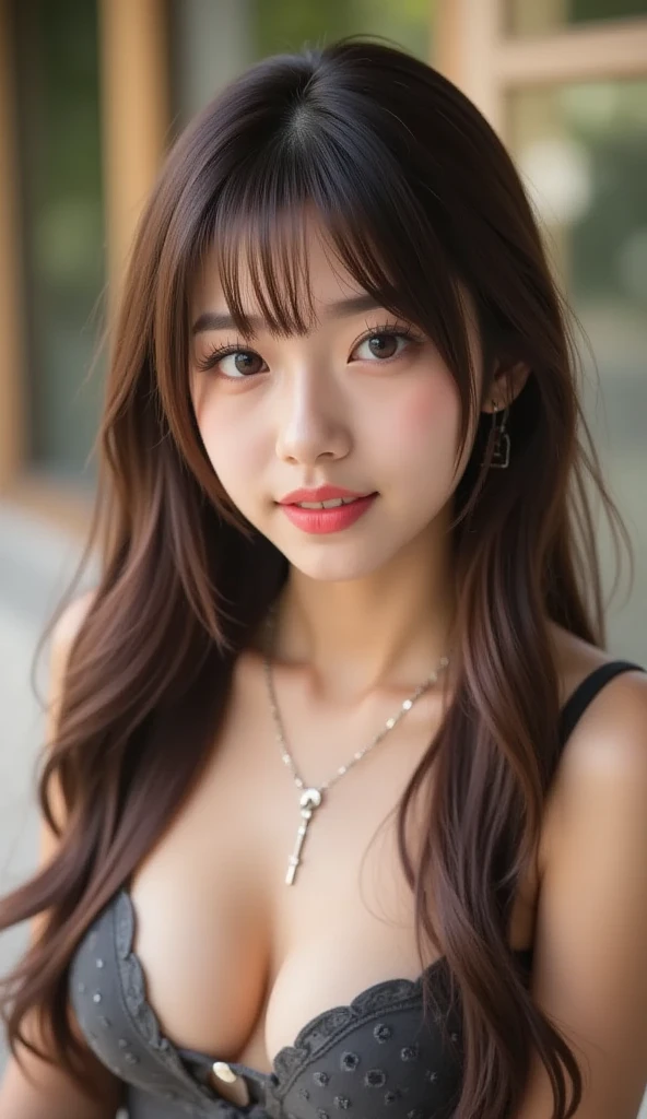 table top, highest quality, shape, Super detailed, finely, High resolution, 8k wallpaper, 完璧なダイナミックな構shape, beautiful and detailed eyes, gorgeous spring clothes,beautiful straight hair,small ???????,natural color lip, bold ???? pose,smile、20 year old girl、cute、???? shot looking at camera,Always blur the background,perfect and beautiful face,Take only the face,beautiful and detailed face、slim face and style,Big eyes、do gal makeup,real photos（best image quality）、???? face
