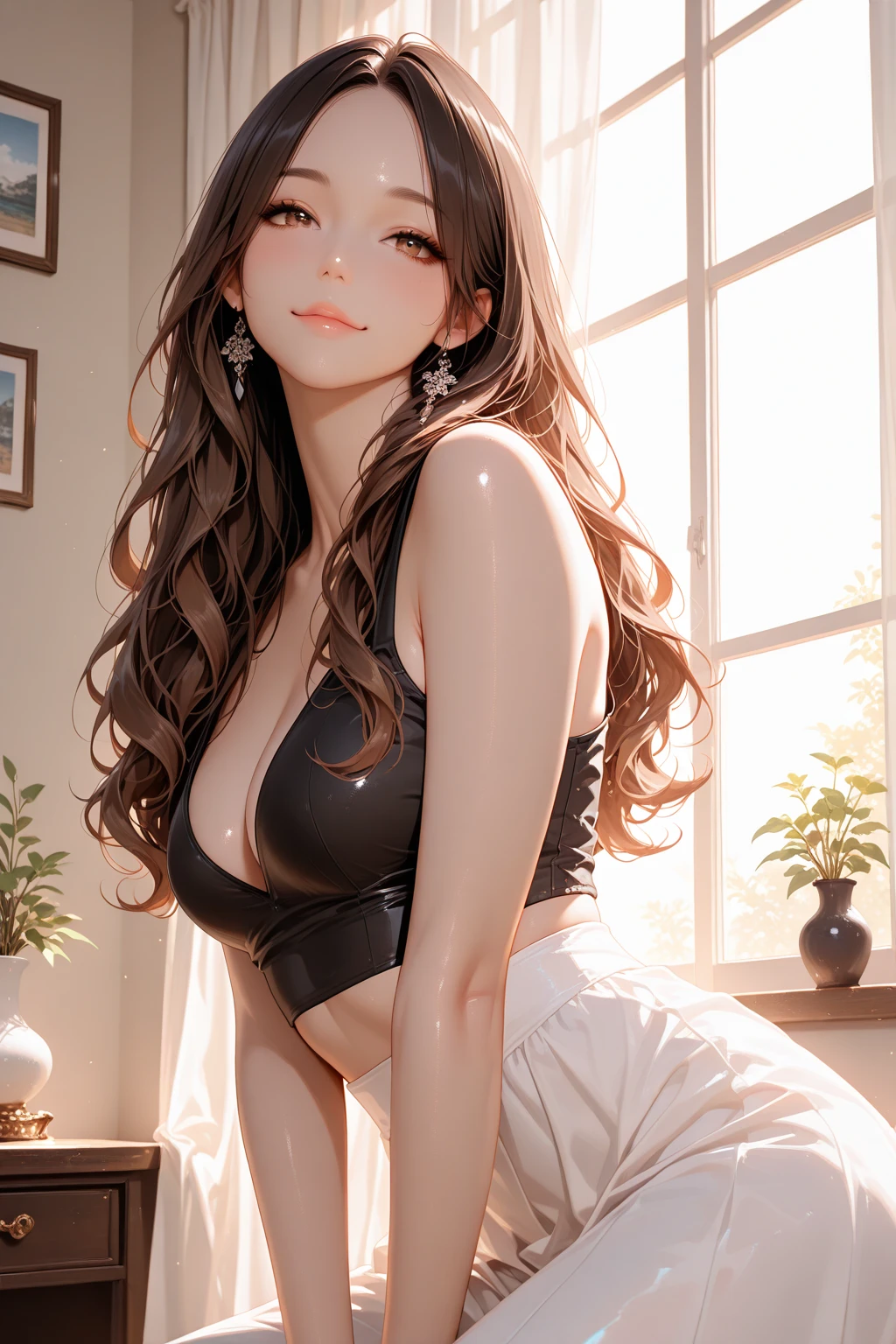 quadratic element，Long haired girl，Remove all clothing