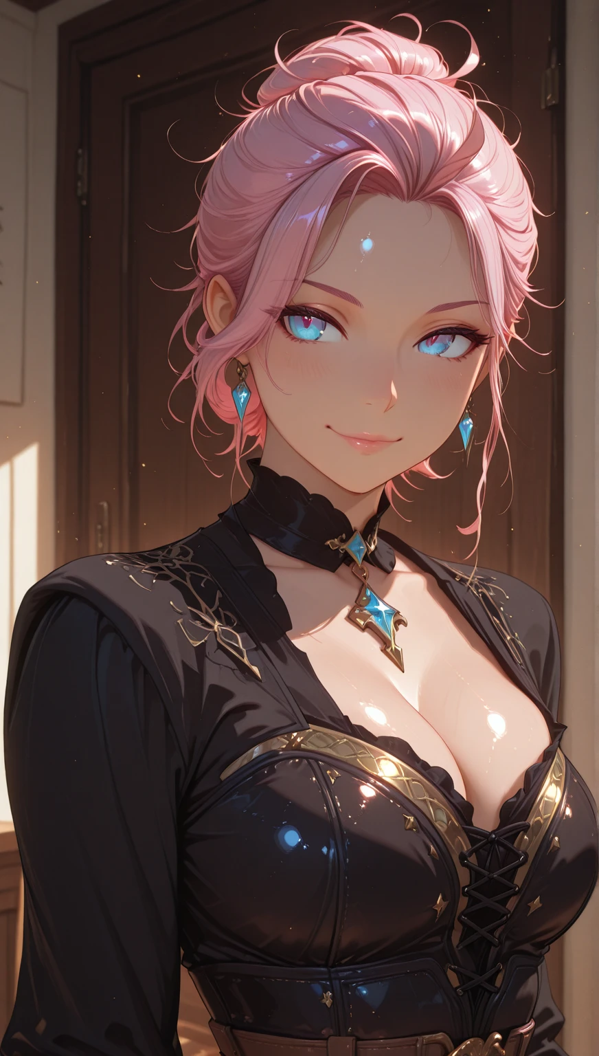 Solo,pretty face,((masterpiece)),(((bestquality))),((ultra-detailed)), ((beautiful detailed sky)), ((cinematic lighting)), depth of field, dynamic pose, (beautiful detailed girl),detailed lighting,(beautiful detailed eyes), large breast, (sexy), (cleavage), niloudef,Cat girl, pink hair, skinny, with a  in her ,detailed eyes, detaield hands, detailed face, elf woman, full body
