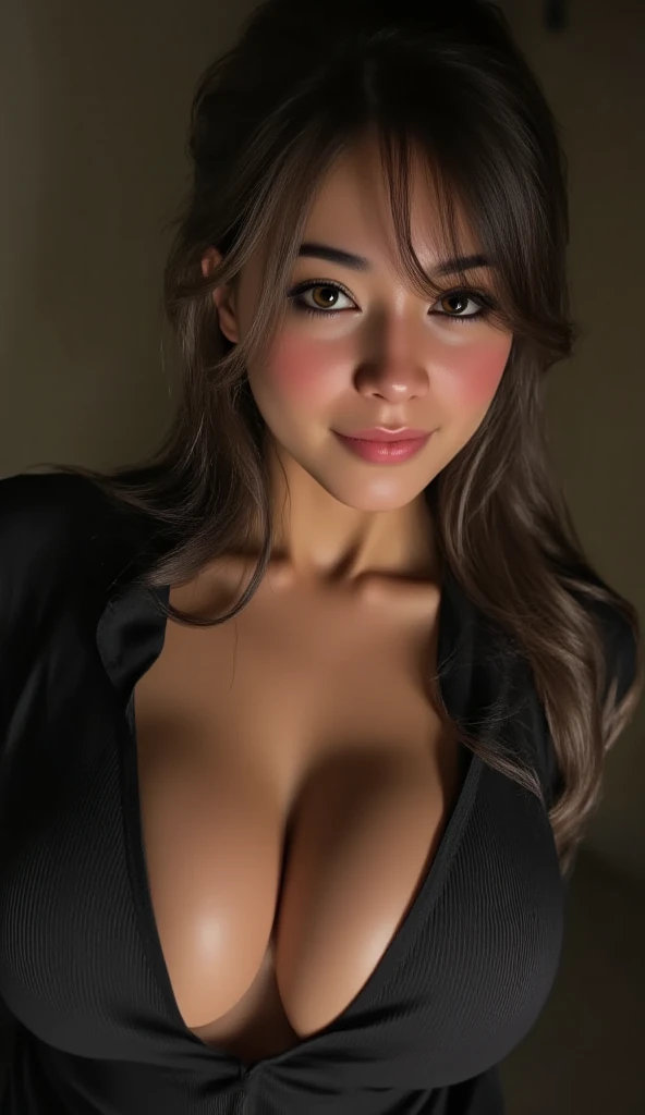 Isabel Merced, long hair, smiling (skin texture:1.1), (high detail face:1.1), portrait, high detail body, high detail clothes, (big breasts:1.3),(masterpiece), (realistic), ultra high definition, 4k, ultra high resolution, film grain, cinematic lighting, rim lighting, photo by Arny Freytag, RAW image