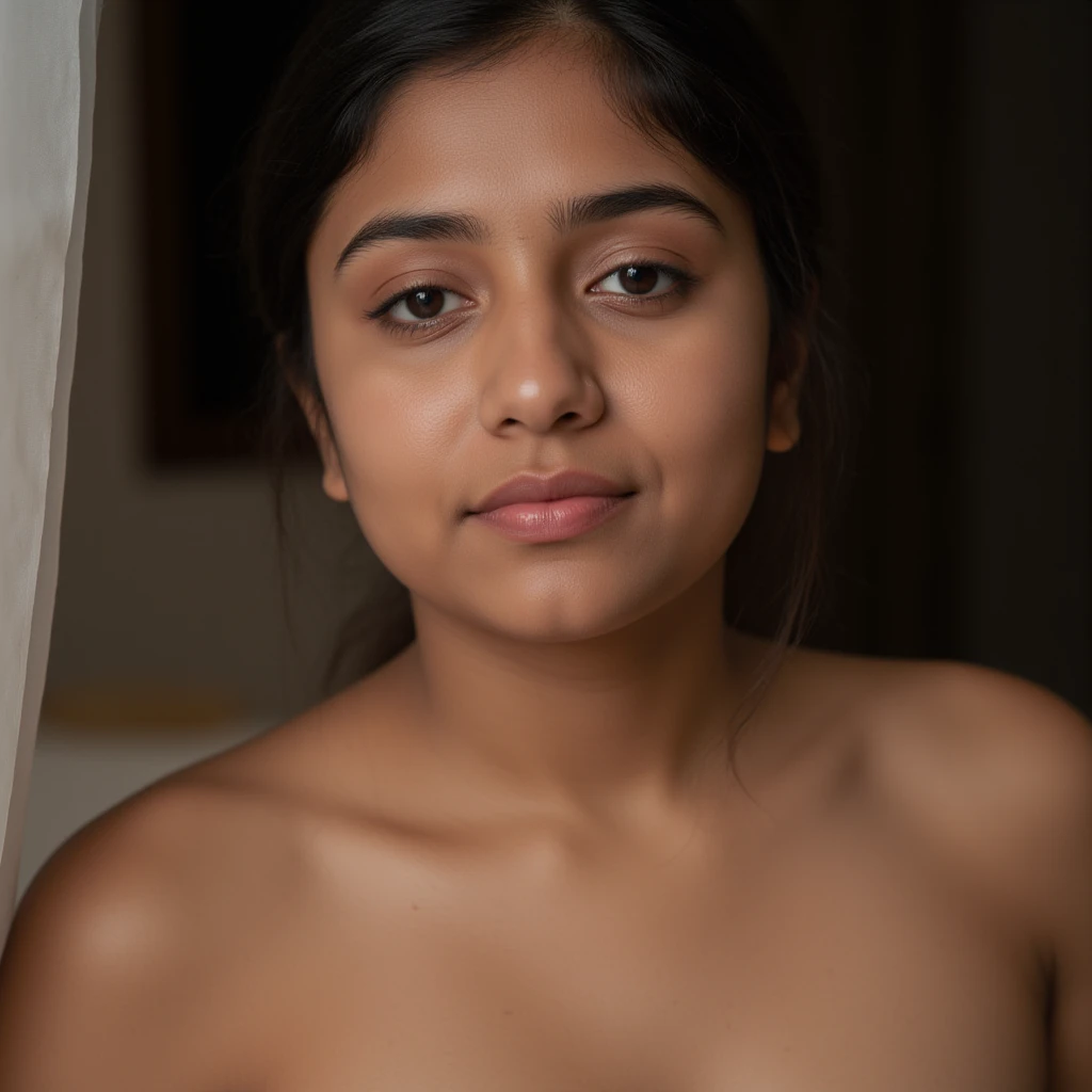 a photo of a  Hispanic/Latinx woman with loose styled hair, bored, she is , , mascara, (textured skin, skin pores:1.2), (moles:0.8), (imperfect skin:1.1), intricate details, goosebumps, flawless face, (light freckles:0.9), ((photorealistic):1.1), (raw, 8k:1.2), dark, muted colors, slate atmosphere