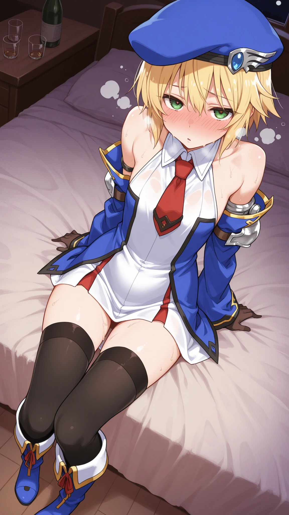 (small breasts:1.2), (perky chest:1.2), (pointed chest:1.2), (Pudding cake magazine cover:1.3),(from above:1.0),(shoot from the side:1.1),masterpiece, 1girl, Amazing Cleavage:1.1, thin waist, optimum,tmasterpiece,hight resolution,best qualtiy,hyper HD,super detailing,awardwinning,a 18yo cute girl,(The upper part of the body), correct,Beautiful Black ,garters,Gaze,Small face,bangss,holster,Beautuful Women,hands up,leg holster,Gaze,black boots,Cowboy Shot,cute face,a blond,Longhaire,Twin-tailed,Braids, Hairline,（scarlet eyes）,long eyelasher,Hanging eye corners,White skin of the, (( camisole:1.1)), ((Sheer :1.0)),Rocket Tits,(Slim body),smile, weak smiling,(with sparkling eyes and a contagious smile),little open mouth, Looking at Viewer,
