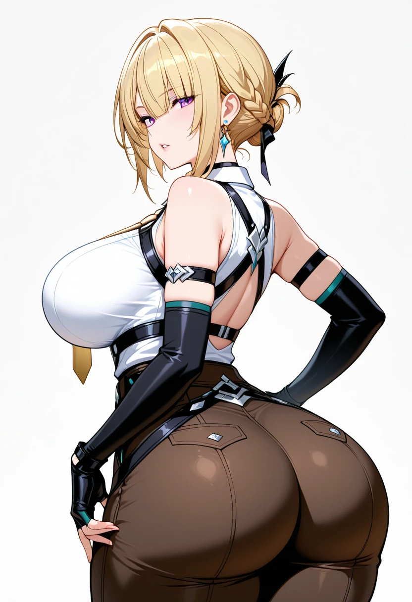 ultra-detailed、highest quality、Highest image quality、master piece、8K、blonde curly hair、(SFW huge body)、(((Rear view)))、cowboy shot、T-back that digs into your butt、underwear model