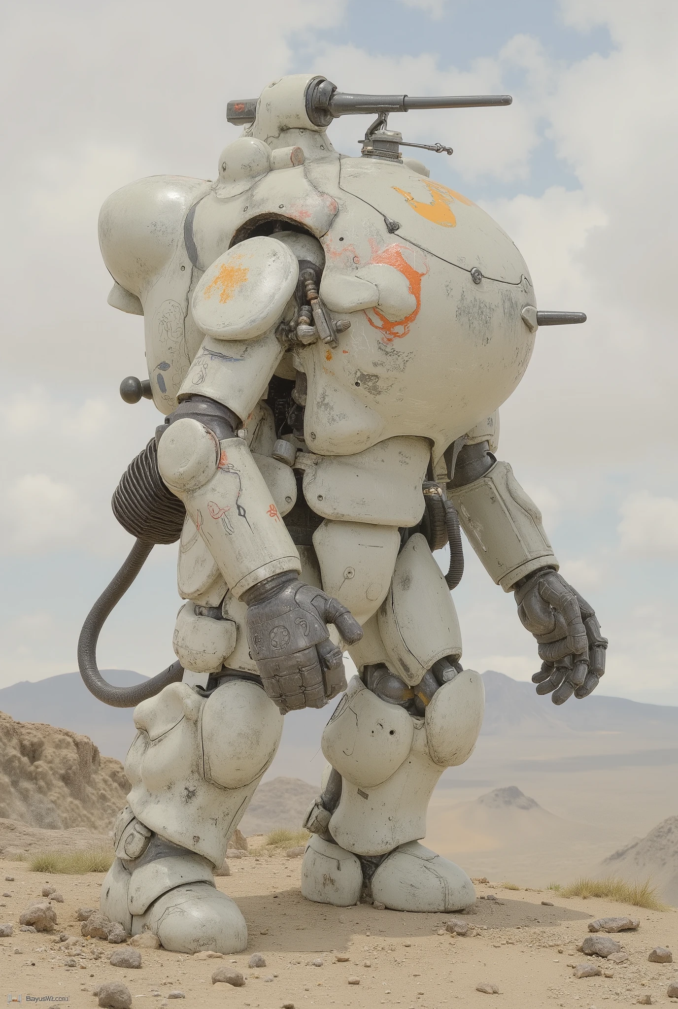 robot model、has a gun, heavy 2-tone shading, vivid detail, very detailedレベル, very elaborate toys, heavy stuff under paint, detailed heavy tank , complex mech armor, weatherproof armor plate, Heavy detailsed, Heavy details, very detailed, Painting-style humanoid mecha、 robot,robo,fire ball,powered suit,armored suit,Ma.k