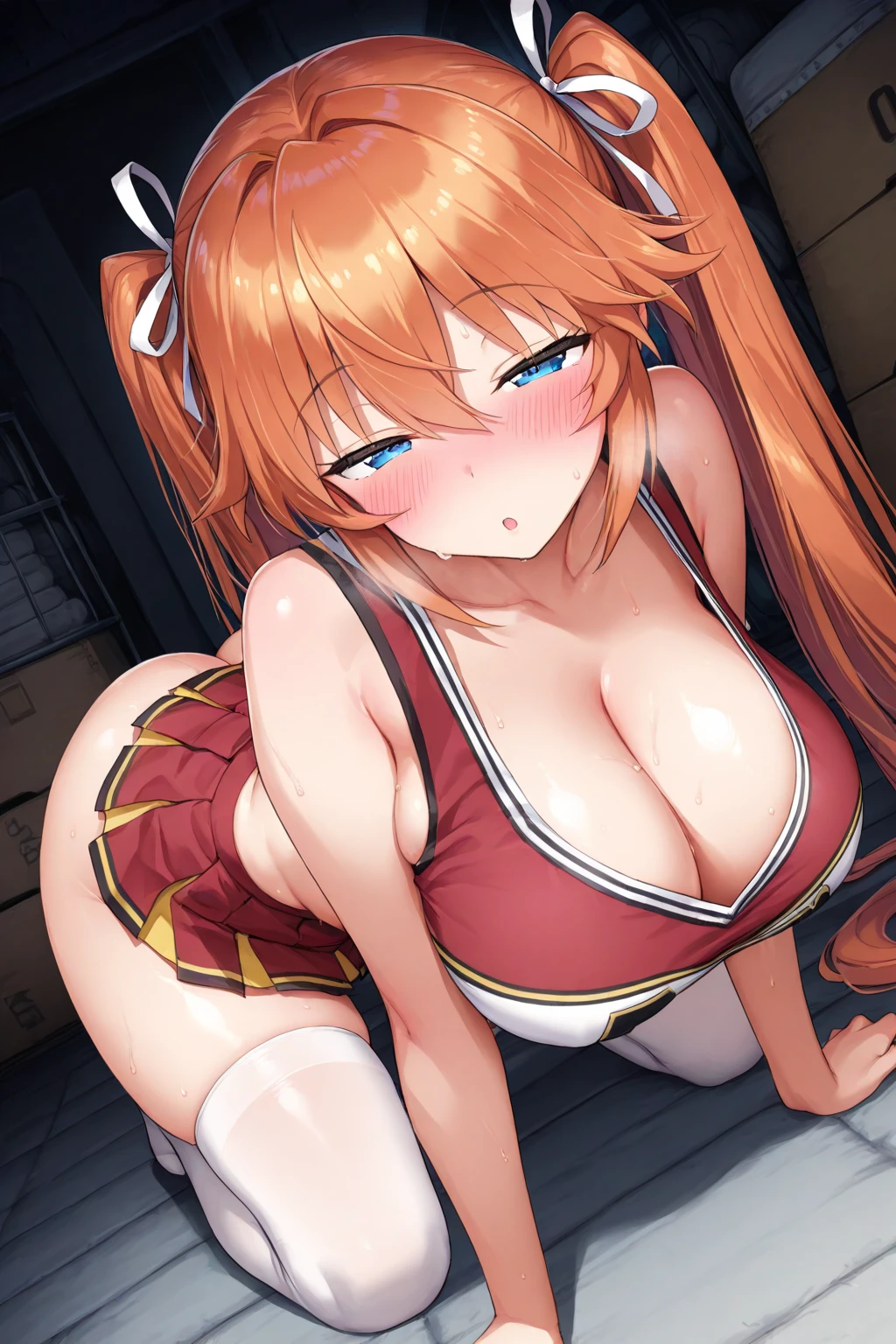 Yuuki Asuna, ((masterpiece)), High resolution, ???????????、 Bright orange hair, high school girl、vapor、、Sailor suit、(((Cleavage)))、,A man rubs her ??????? ???????????、((highest quality, High resolution,  Pixel perfect, Written boundary depth, 4K)), 1 girl,  (Beautiful Anime Girls), 
close, Looking at the audience, 
Perfect body, 

, ????????????, 

Bunny ears, Playboy Bunny, Pink leotard, , Removing the collar, Pink bow tie, White gloves, Wrist cuff, ponytail,

blush, shy, 

From below, Thighs, 