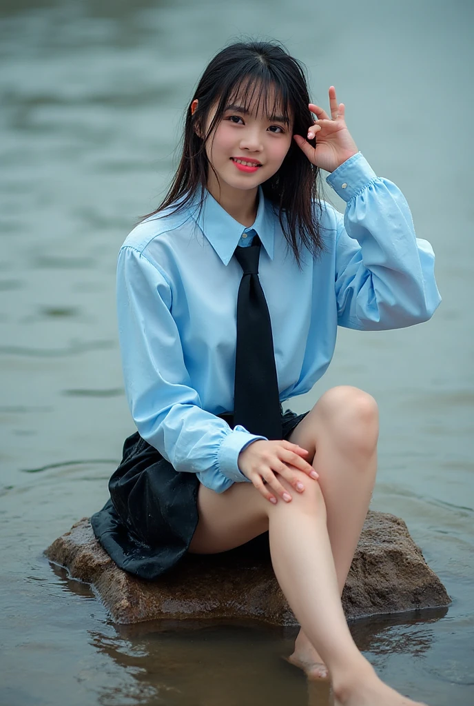 (((One girl))), ((Highest quality)), (Very detailed), (Very detailed CG synthesis 8k wallpaper), Very detailed, High-resolution RAW color photos, Professional photography, Black Hair, Long Hair、Great face and eyes、smile, (((Beautiful ))), (Stunningly beautiful), (((depicted in detail、Realistic finger joints)))、Depth of written boundary、Hands are clearly visible、depicted in detail、Realistic finger joints、Realistic hands and feet、Perfect anatomical detail、The knuckles of the hands and fingers are clearly visible
(((Woman in uniform))), (((Japanese High School Uniform))), White blouse, Pleated skirt, ribbon, Black knee-high socks, Leather shoes, A bustling port town、Standing on the seashore, Clear sky、sun






