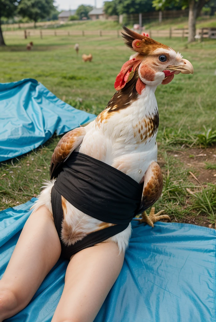 An image with a rooster sleeping 
