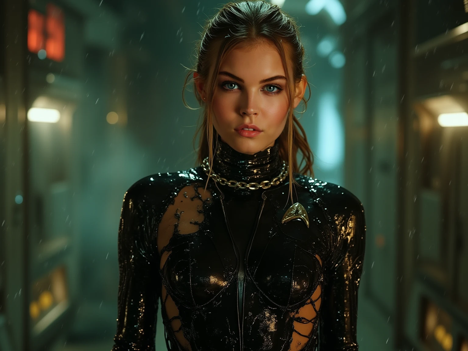 A beautiful young woman, Taylor Swift (25 years old), covered in alien slime and bodily fluids, experiencing intense   as she is  by tentacle-like alien  in a surreal, otherworldly scene. Extreme , with a visible bulge in her belly. Highly detailed, hyper-realistic, 8K, masterpiece, cinematic lighting, vibrant colors.