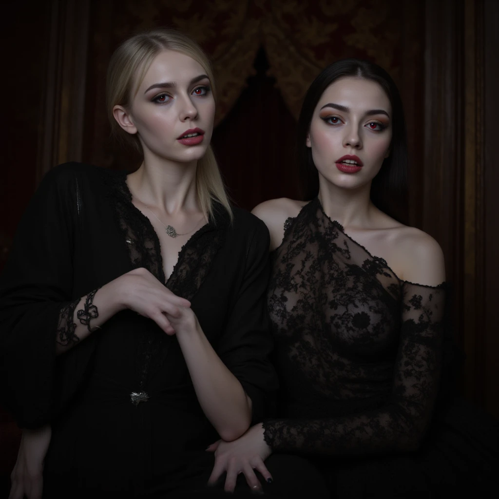 trois femmes, Emma Watson, Kiera Knightley and Nathalie Portman, 25 ans, , in a garden, dans un champ de fleurs, black long hair, braids glasses, black make up, black lipstick, gothic tattoo, ghotic lace belt, dog collar, , , soft curves from above, leaning in, spreading leg, wet ,  mouth, , gothic tattoo, kissing , lesbian, touching 