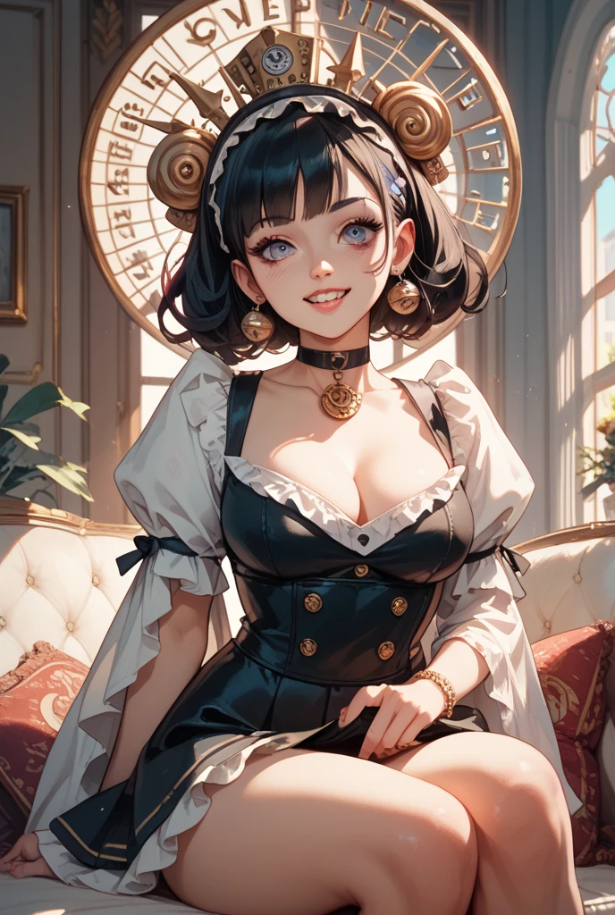 best quality, masterpiece, highly detailed,1girl, Boa Hancock, , (masterpiece:1.5), Detailed Photo, Smiling, Sexy, (8K, Best Quality: 1.4), (1girl), Beautiful Face, (anime realistic Face), (Black Hair, long Hair: 1.3), Beautiful Hairstyle, Realistic eyes, beautiful detail eyes, (white skin), beautiful skin, absurd, attractive, ultra high resolution, ultra realistic, high definition, golden ratio, ( aroused:1.5), Pinkish white skin, cool white light, sexy pose, Beautiful , white background, pink soft white light, Wear a black bodycon dress, (messy hair:1.5)