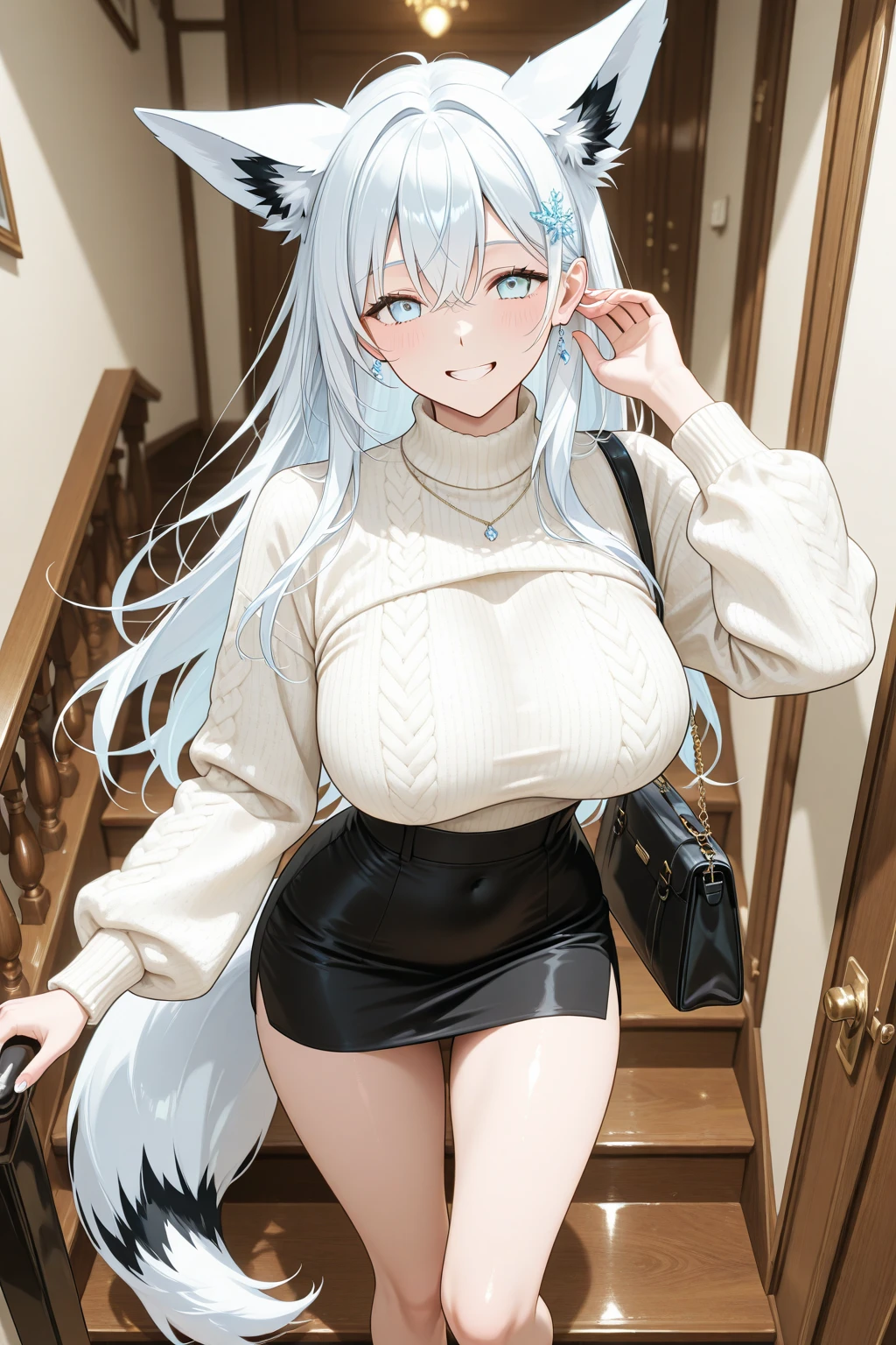 1woman24歳　
NP: worst quality ,
rule of thirds composition,
beautiful glow,
romanticism, 
the most beautiful various colors,  Particle,Magical Gentle Light Beautiful 24 year old、Fox ears、Like Fujiko Mine、Beautiful eyes、smile、Beautiful pose、Knitted tights　 Sexy older sister(( cowboy shot,))、Silver Hair、Sweat、、Big Breasts、ART、UHD、highest quality、masterpiece、magical gentle light