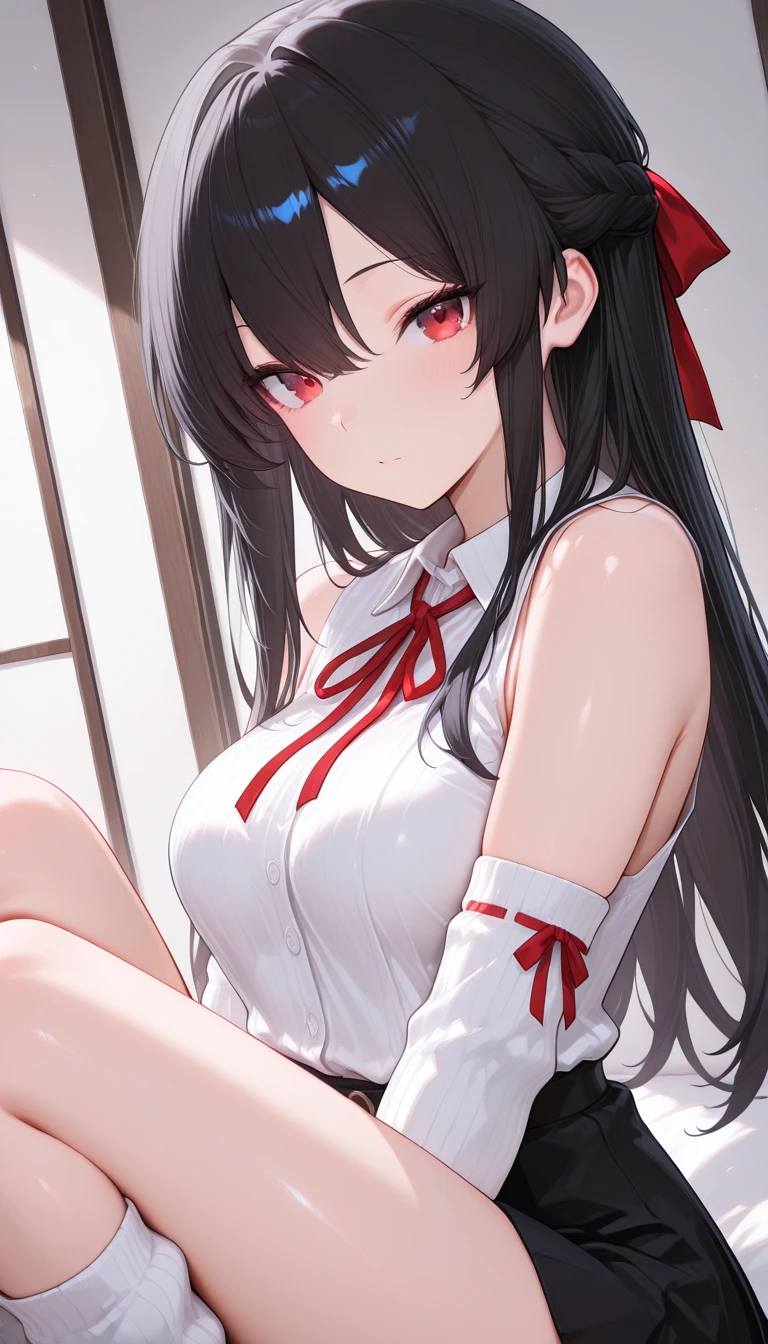 score_9, score_8_up, score_7_up, BREAK source_anime, rating_, best quality, masterpiece, ,1girl,rena, twintails, very long hair, white gloves, puffy short sleeves, cleavage cutout, two-tone dress, asymmetrical legwear, mismatched legwear, thighhighs, black footwear,null_(nyanpyoun),((sweat)),blush,(steam),big breasts,((torn clothes)),,hetero,,((heart effects)),(),(()),(()),(),amazon position,
