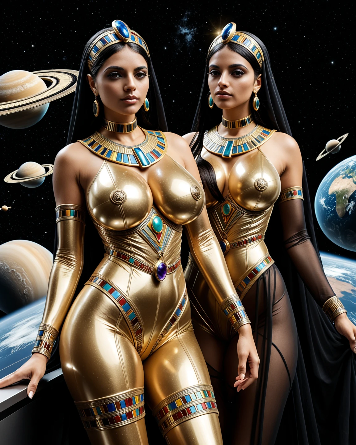  colored drawing of two black women side view side view full body pose by people hugging each other. Ambos,face to face. they wear colorful costumes with intricate patterns and designs and are adorned with various jewelry, incluindo pulseiras e brincos. An individual holds a knife by the coast, while another hand appears, on the coast there is an open hand behind, in the hand there is a knife, capturando o momento. The background of the image is 8k full HD Foto altamente detalhada de uma escultura de cristal (((iridescência))) no formato de Gaia, a mãe da natureza, dentro de um geodo, (roupa de deusa), (((translúcido:1.5))), (((cristalino corpo: 1,5))), foto de corpo inteiro, fundo vibrante, efeitos de movimento total, visão diagonal, partículas de cristal brilhando, luz de fundo, foco ultra nítido, foto em alta velocidade, cores vibrantes, (((bioluminescência))), alta qualidade

