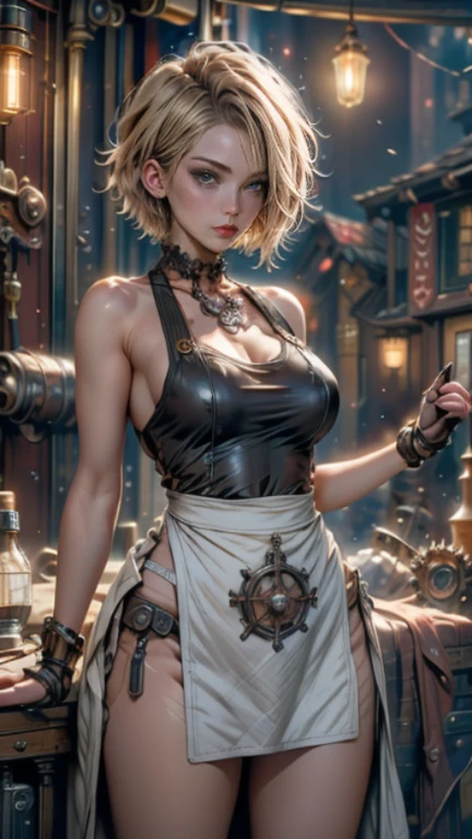 Beautiful woman in intricate Retro Punk Outfit