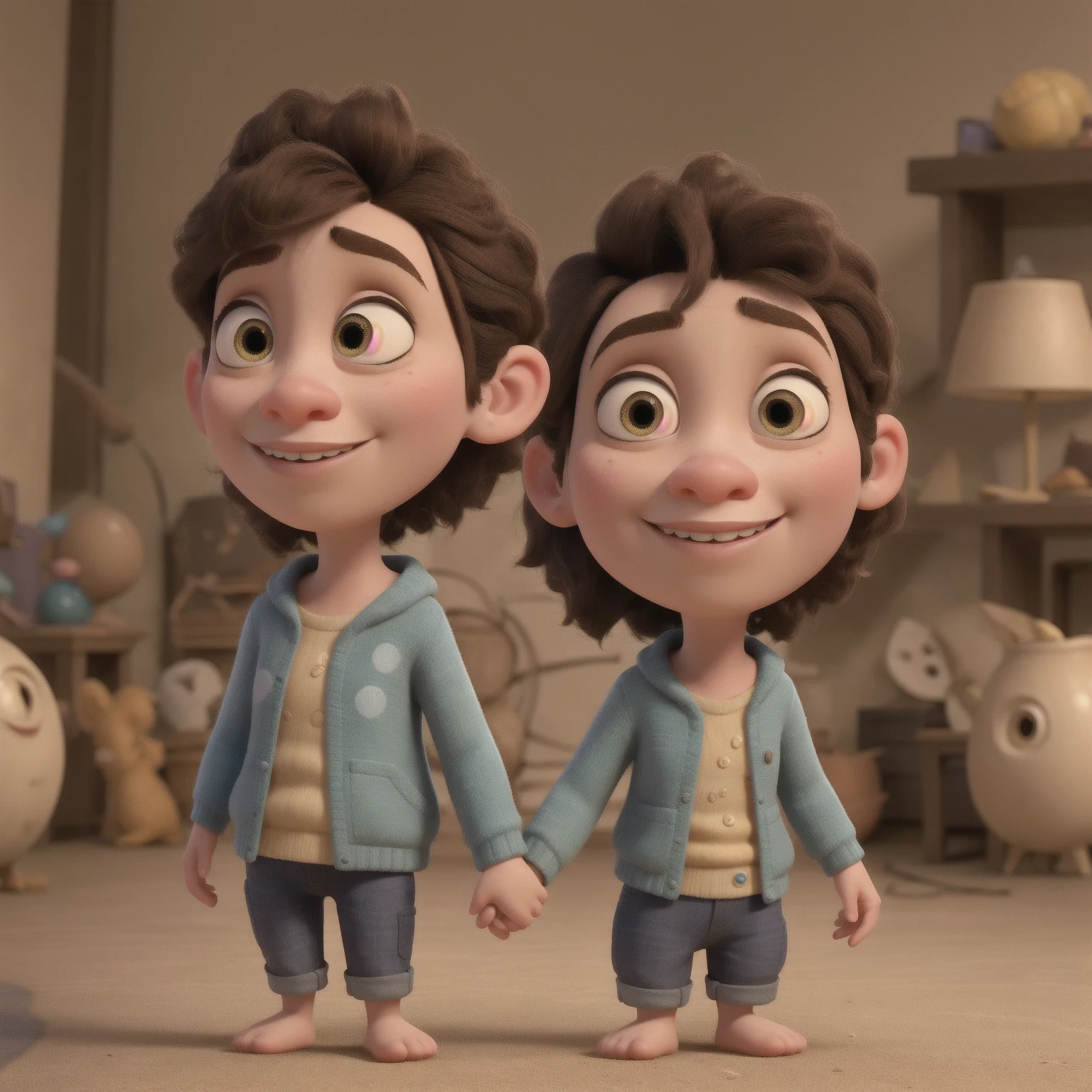 Personagem 3D, Create a 3D style profile picture for an Instagram username called @CafuneComPiada. A imagem deve incluir os seguintes elementos:

3D Smiling Head: A 3D stylized head with a happy, friendly expression.

Forma: Redonda com uma textura suave.
Cores: Tons de pele clara.
Olhos: Dois olhos expressivos, localizados simetricamente.
Boca: A big, friendly smile.
3D Hands Making Coffee: Two hands in 3D style stroking the head.

Position: One hand on the left and one on the right of the head, tocando suavemente a parte superior.
Cores: Tons de pele clara, with details and shading to enhance the shape.
Nome do Perfil em 3D: O texto '@CafuneComPiada' estilizado.

location: Below the head.
Estilo: Texto em 3D, easy to read, com uma fonte moderna.
Cores: Combinar com o resto da imagem, preferably in a dark color for contrast.
Ambiente e lighting: Simple background with soft lighting to highlight the character and text.

Fundo: Branco ou uma cor clara para fazer o personagem se destacar.
lighting: Suave com sombreamento para dar profundidade.
Visual Description: The image should convey a feeling of affection and humor. The head's expression should be friendly and cheerful, while the hands that make the cafuné must appear careful and gentle. O texto do nome do perfil deve complementar o design de maneira harmoniosa.