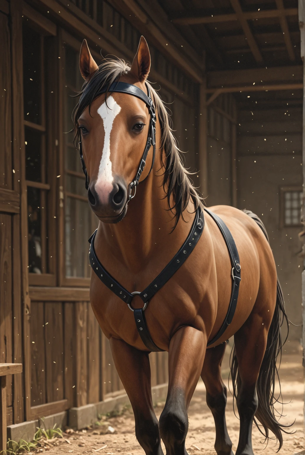 Feral horse, ????, ?????, , standing, ????, stable