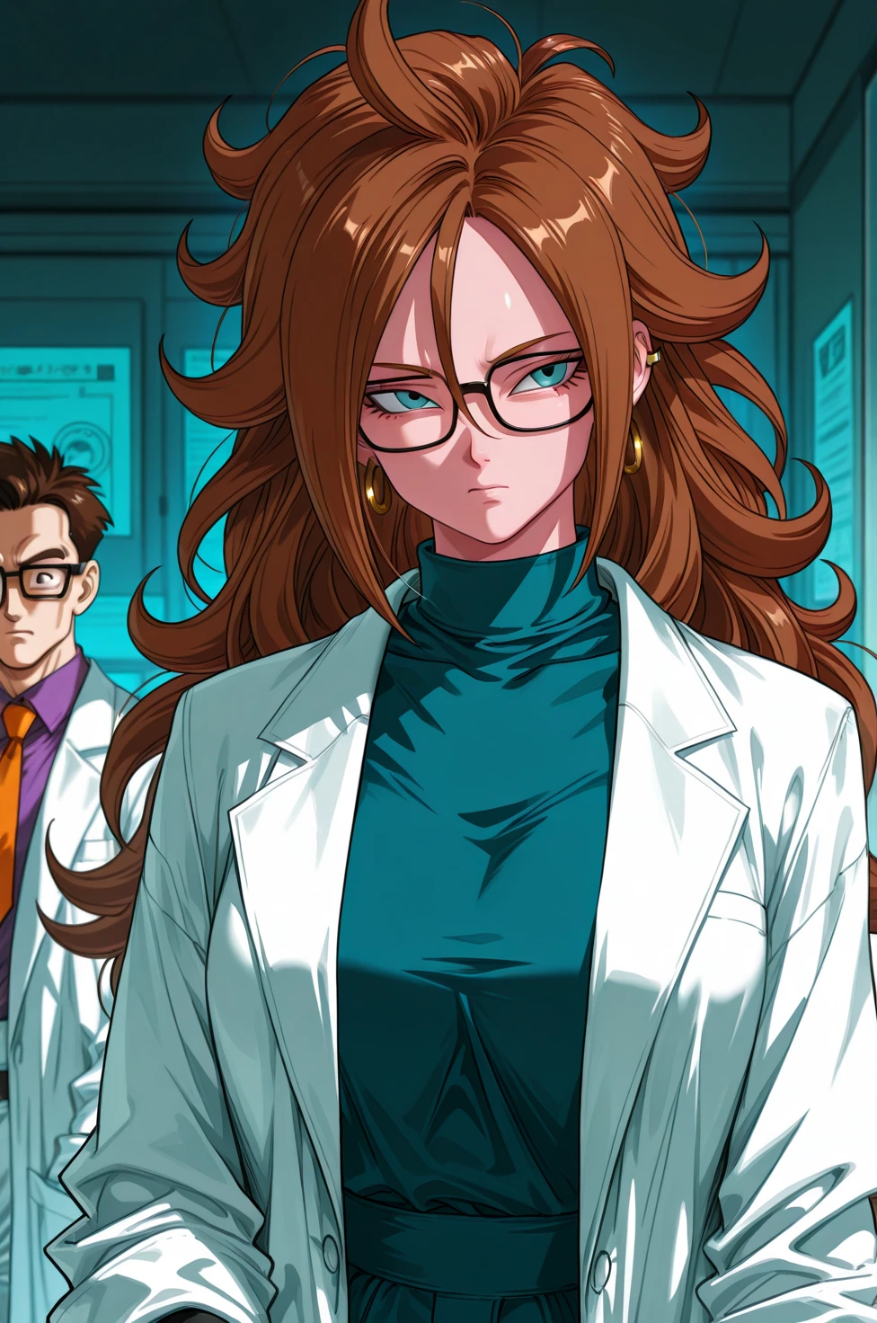 高品質, 傑作, 精密描写, Android 21 human form, Dragon Ball, lab coat, glasses ...
