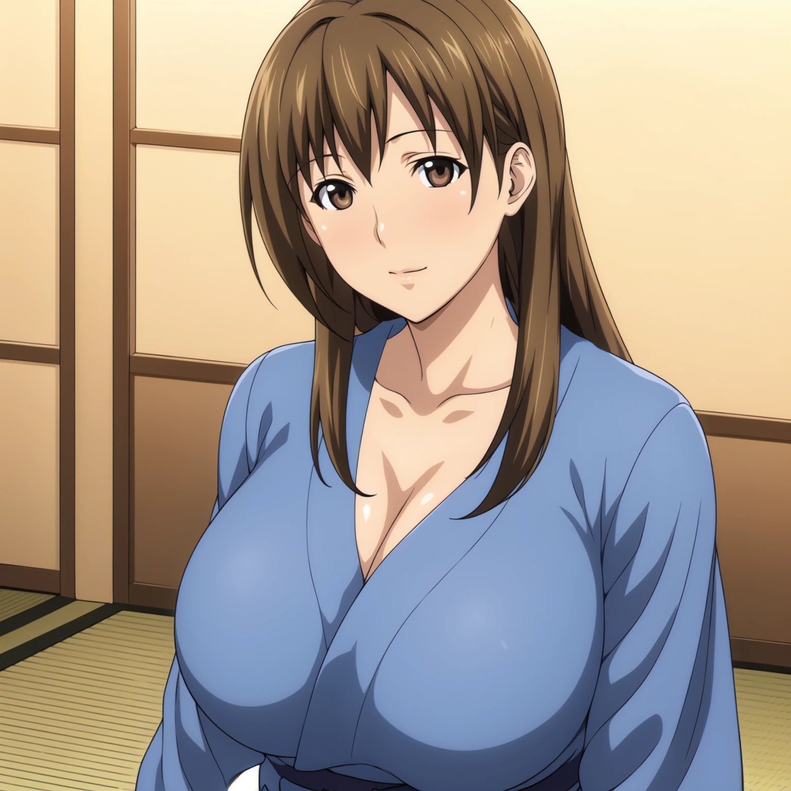 (masutepiece), Top quality ultra-detailed CG art, Dignified and beautiful women's yukata, White marriage, Beautiful facial features, Vivid eyes, ???? atmosphere, Scene with hair swaying。(Shots focused on a small area), A body shape that remains young, Beautiful brown hair in bob, Kneeling posture, An expression that makes you feel a commotion in your ?????, night landscape、Atmosphere like a Showa idol、Fluffy beds、