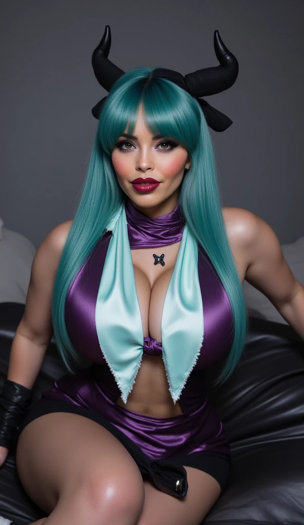 Mexicana Vaquera punk bondage Western, , hincada ,tatuada de las piernas y nalgas, with spider web tattoos on her , con sombrero con craneos, Steampunk, Big  , Big , , con un letrero que diga tity twister 666, con cadenas y puas, al fondo un letrero que diga Titi Twister 666