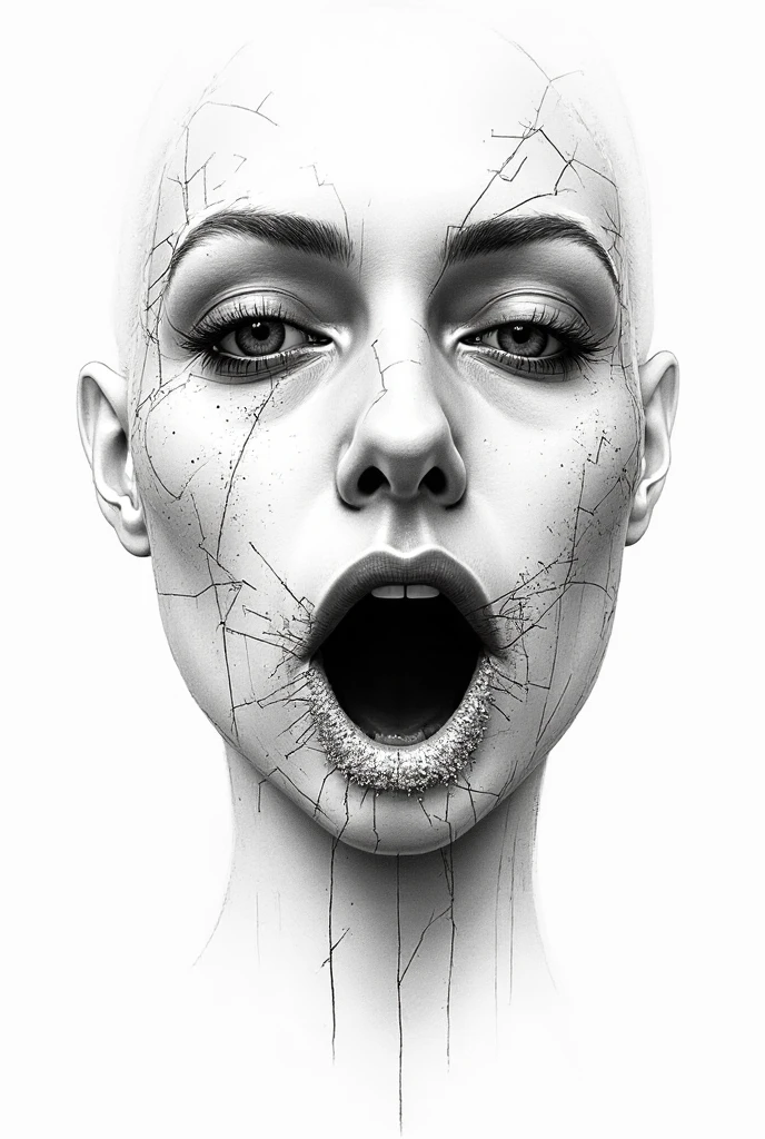 Screaming face,Screaming,Delicate mouth,Lots of mouths,artistic,high-level image quality,8K,up of face,Art Book,