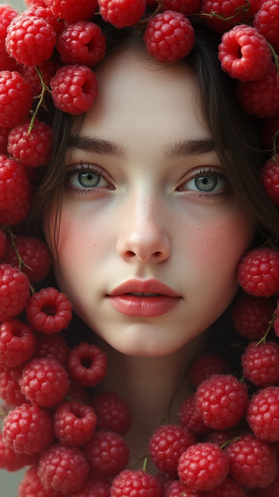 Girls Built Like Raspberry Take the previous girl's face and there should be raspberries around it ...