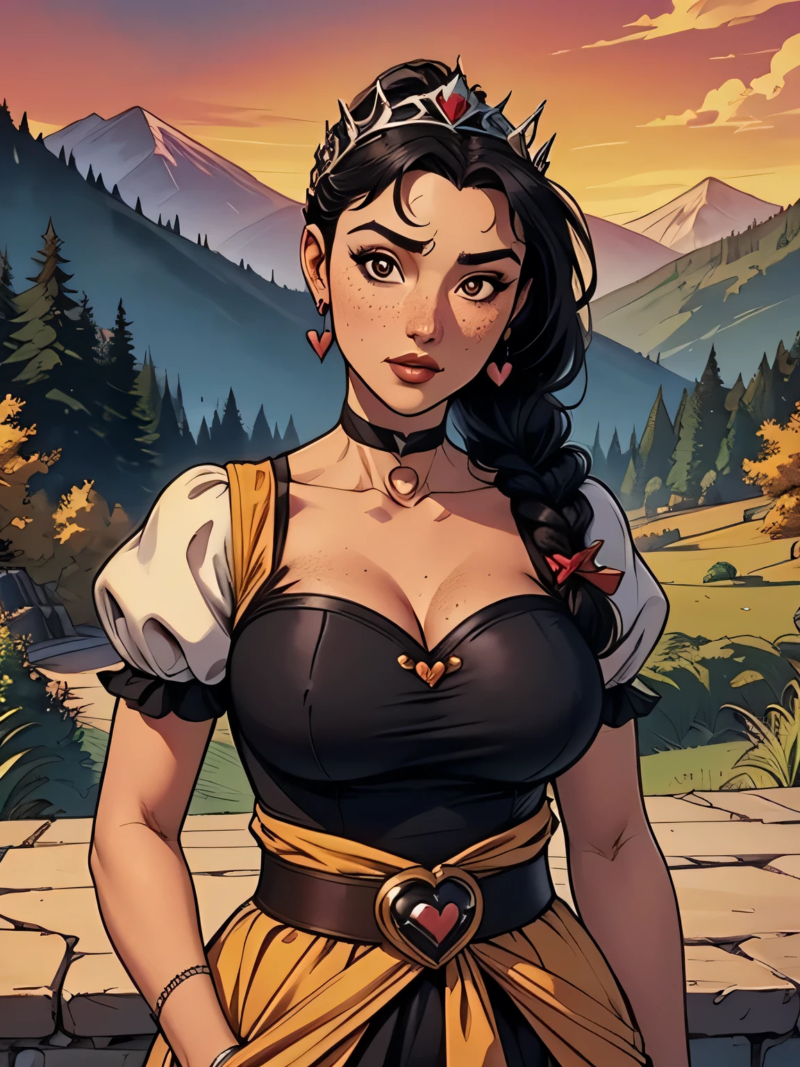 Com um dragão Ennifer Connelly, very long to the waist and half curly with bangs, ????? pequenos, olhos grandes com um brilho apaixonado, olhos verdes mel, Um lindo sorriso, vestindo uma camiseta preta longa com um terno feminino verde e jeans, in a serious and sweet comic-style pose, alta qualidade Jennifer Connelly personagem mulher estilo Jennifer Connelly com marcas de guerras Imagem de desenho animado de uma mulher .Ilustra??o estilo desenho animado, estilo de arte dos desenhos animados, estilo de arte dos desenhos animados, digital illustration style, estilo atompunk projeto de pessoaagens altamente detalhado, arte digital detalhada coragem, Forest fan art, Design de personagens de retrato, beautiful digital illustration, retrato de alta qualidade, Arte em quadrinhos, mulher jovem cabelo com transas lindas . Queen Anna by Jennifer Connelly lined eyes Medium large bust and wonderful ???? clothes. image expression of ?????? desire from waist to head illustration Queen Anne of Arendelle atompunk style Fallout 4 style pose playboy magazine sensual witch Character cartoon style facial expression happy beautiful smile and six medium small portrait mode waist up with lots of gold around her other stones portrait precious mode waist up queen of the south Jennifer Connelly GTA scenery dominatrix gold coins ????? with jewelry with her boyfriend, um homem com barba preta, armado com um estilo militar, Jennifer Connelly Turnaround sheet Creates multiple images in different poses of the same cartoon character:1.2), Woman from Southern Brazil Drawing Art Gaucho Artline white background woman Cartoon image of a woman , roupas sensuais , uma linda feiticeira, cabelo loiro, Magia, cabelo curto loiro, estilo fantasia, vestido loiro, sorriso loiro, detalhado blue eyes, detalhado brown eyes, revelando o manto assassino, Magia robe, D&D, The cloak is made of origami, Weilding, sprinkle of times, detalhes intrincados, realista, Rendering of